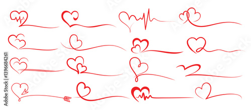 A set of stylized hearts symbols.