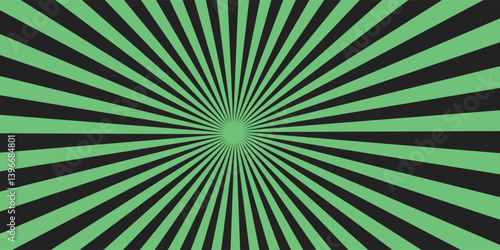 Abstract background with green fondant color. Sunburst Pattern. Green sunburst background. Green and black rays in the black background.