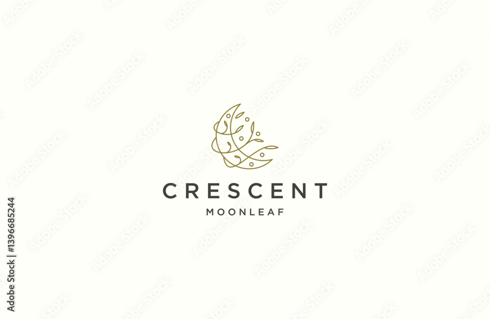 Nature crescent line art style minimalist logo design template flat vector Nature crescent line art style minimalist logo design template flat vector