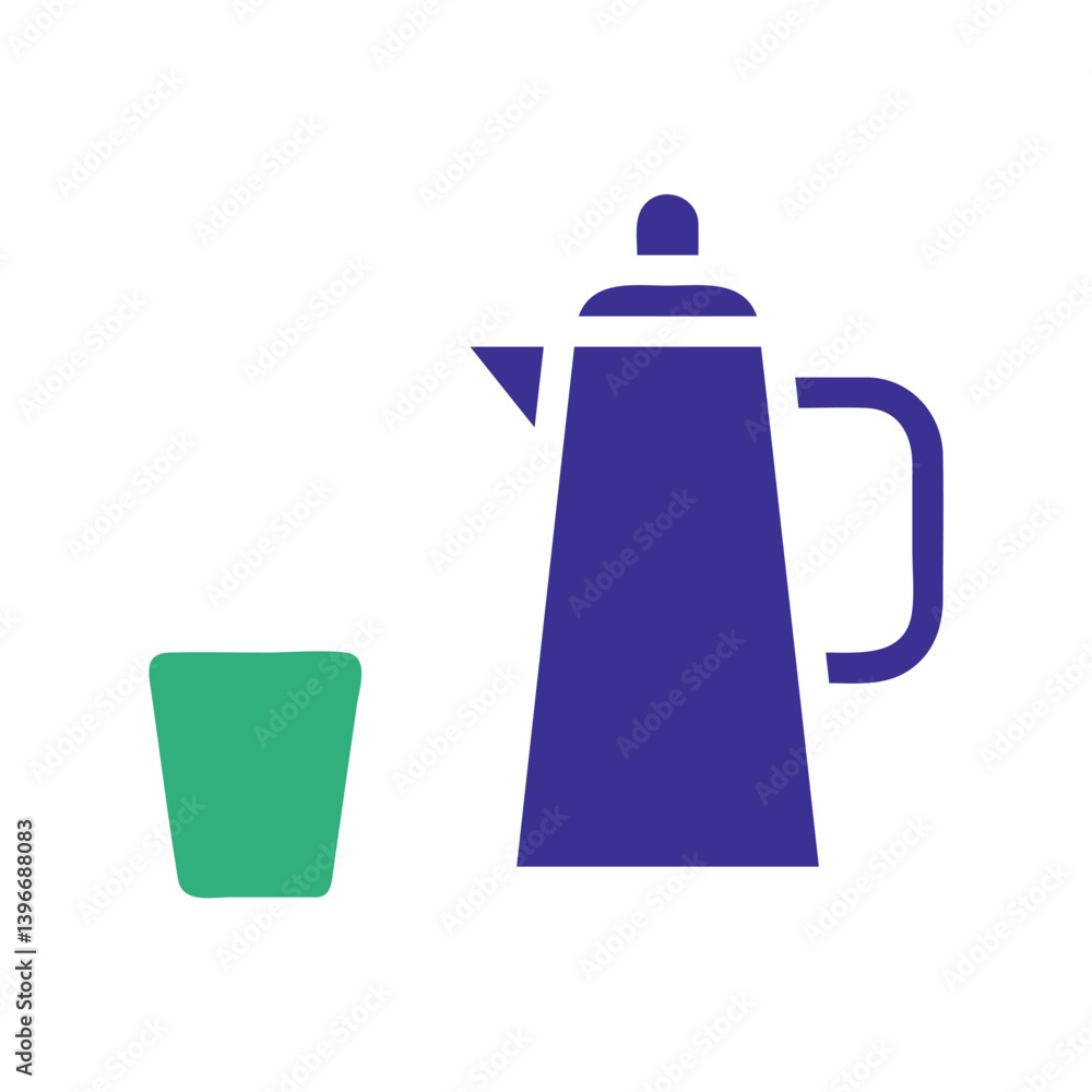 Obraz premium Simple Beverage Still Life: Pot and Green Cup
