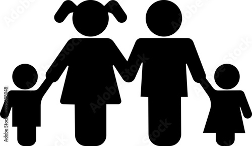Kids or children icon in flat. Boy and girl symbols two children simple shadow isolated on transparent background