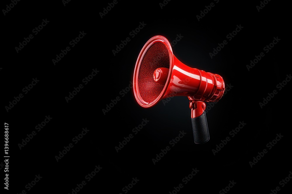 Red Loudspeaker Symbolizing Prohibition: Vector illustration depicting restrictions on public activities with a bold and impactful design.