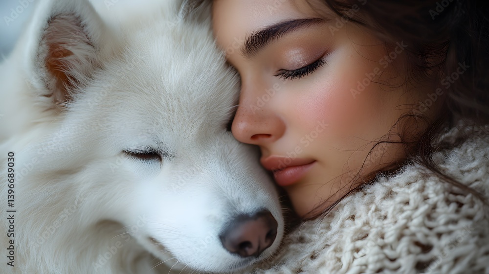 Woman hugging fluffy Samoyed dog indoors on National Pet Day, showing love, joy, affection, and the emotional companionship and human-animal bond of a happy pet owner lifestyle
Woman hugging fluffy Samoyed dog indoors on National Pet Day, showing love, joy, affection, and the emotional companionship and human-animal bond of a happy pet owner lifestyle