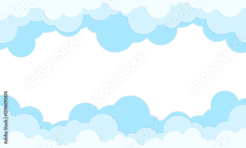 Frame cloud landscape paper cloud cut illustration border