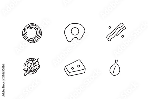 Spaghetti Carbonara line art illustration