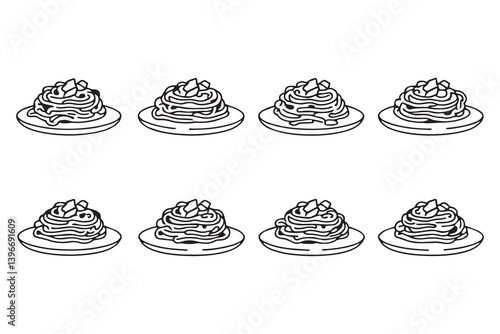Spaghetti Carbonara line art illustration