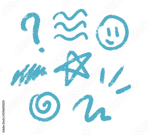 Doodle Crayon Pencil Textured Doodle Abstract Lines Set