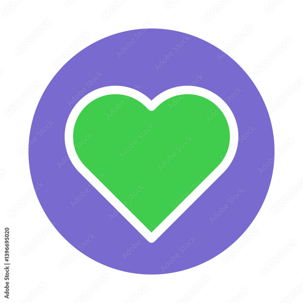 Abstract heart icon within a violet circle evokes feelings of wellbeing and affection Abstract heart icon within a violet circle evokes feelings of wellbeing and affection