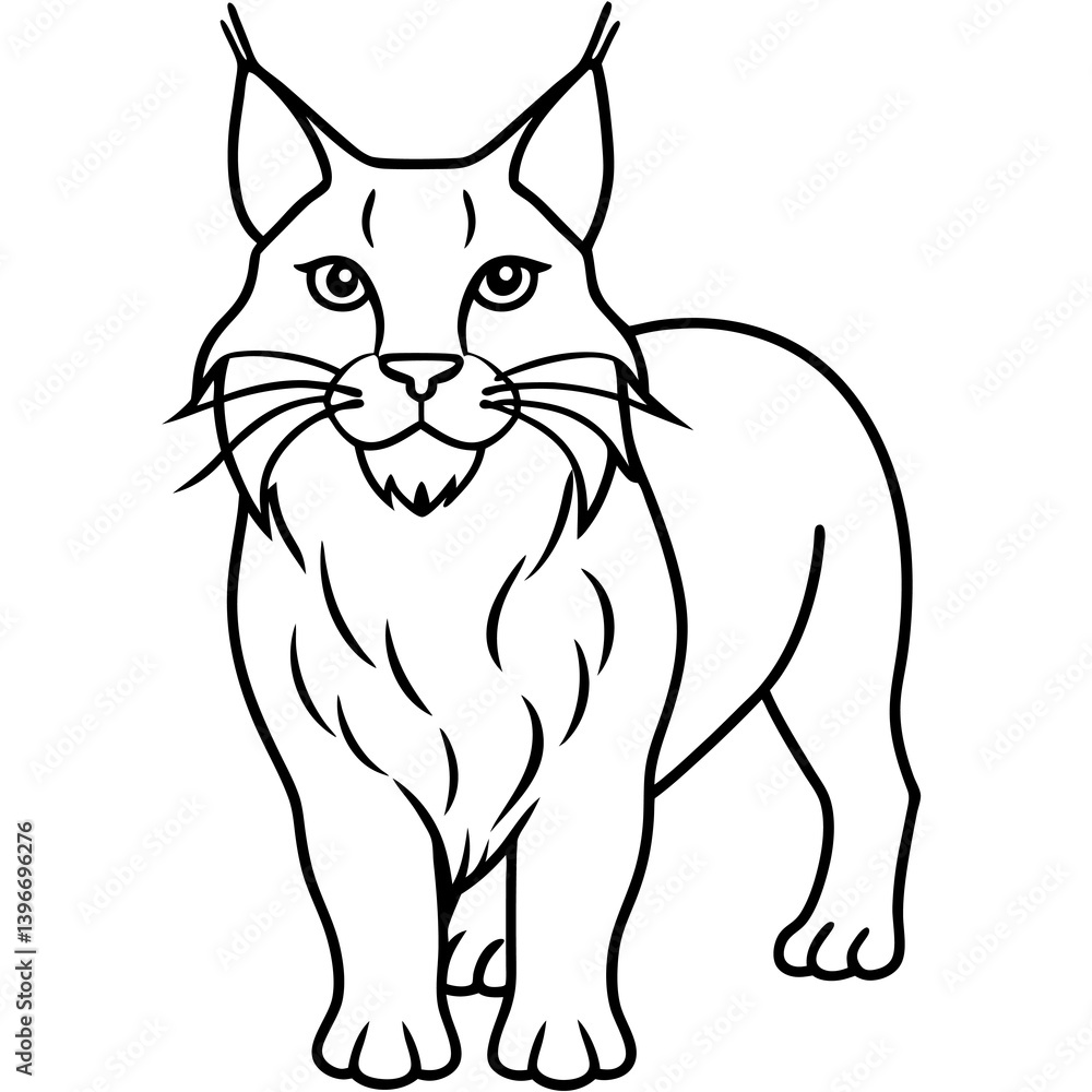 Fototapeta premium Minimalist line art illustration of a wild animal, perfect for modern decor, tattoo design, logos, or branding. This elegant black and white drawing features clean lines and abstract style, ideal for 