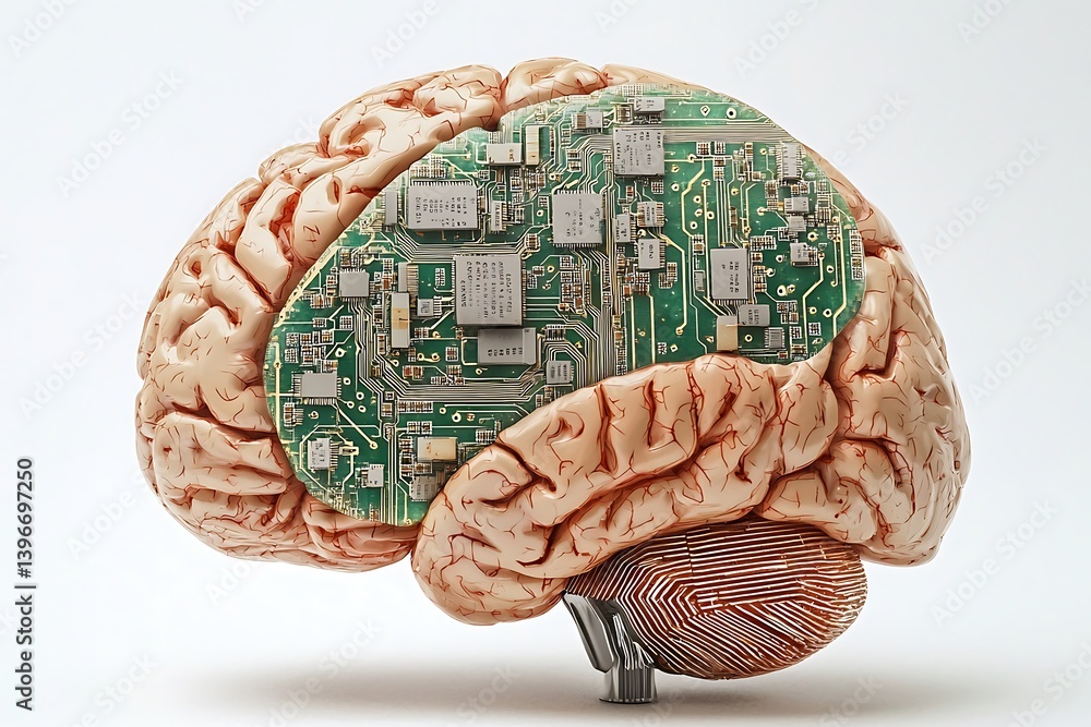 Fototapeta premium Futuristic Brain with Circuit Board Technology Design