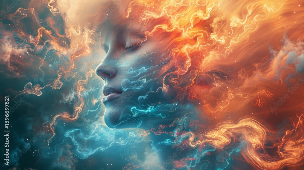 Ethereal energy and luminous presence embody the essence of spiritual enlightenment and cosmic harmony