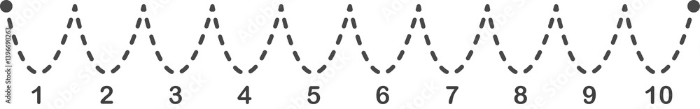 Dotted wave tracing with ordinal number. Dotted wave tracing with ordinal number.