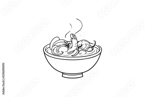 Tom Yum Soup line art