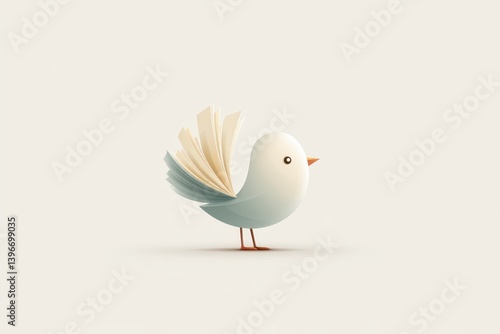 Charming minimalist bird illustration digital art playful environment whimsical viewpoint