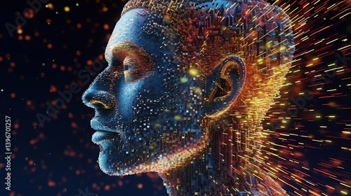 Wallpaper Mural Digital Human Representation with Data Flow and Colorful Effects Torontodigital.ca