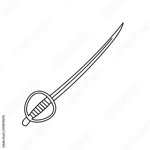 Sword illustration in minimalist style on white background  