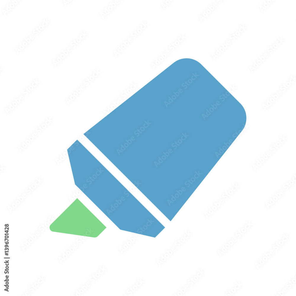 Minimalist illustration of a blue marker with a green tip on a white backdrop Minimalist illustration of a blue marker with a green tip on a white backdrop