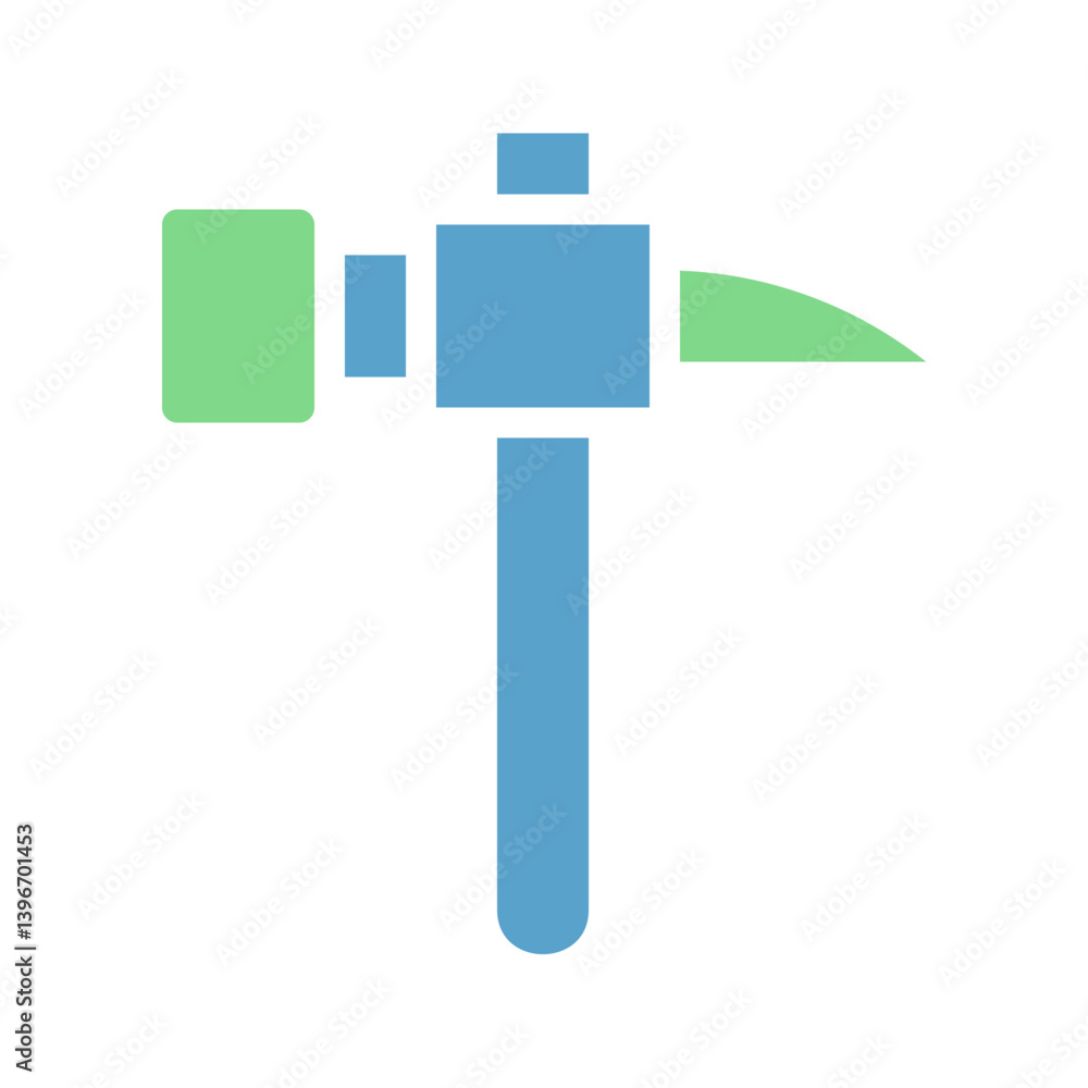 Simple hammer illustration with clean lines and modern color palette Simple hammer illustration with clean lines and modern color palette
