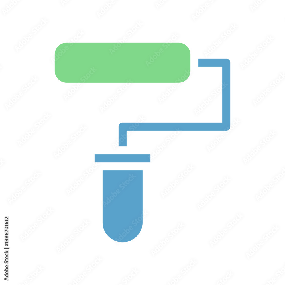 Minimalist paint roller illustration in harmonious shades of green and blue Minimalist paint roller illustration in harmonious shades of green and blue