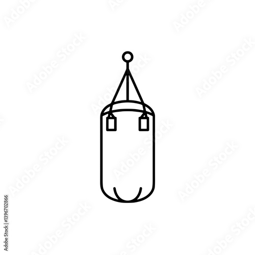Boxing bag icon in minimalist style with black outline  