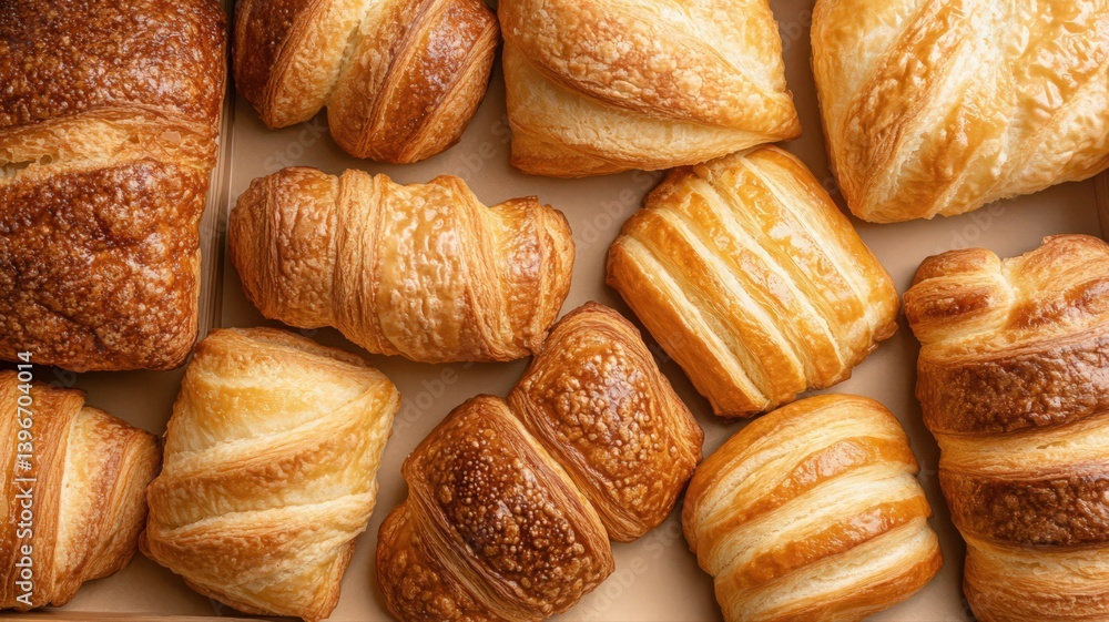 Golden Brown Pastries Assortment on Tan Surface Golden Brown Pastries Assortment on Tan Surface