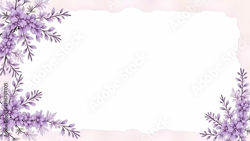 Lavender Watercolor Floral Frame Template