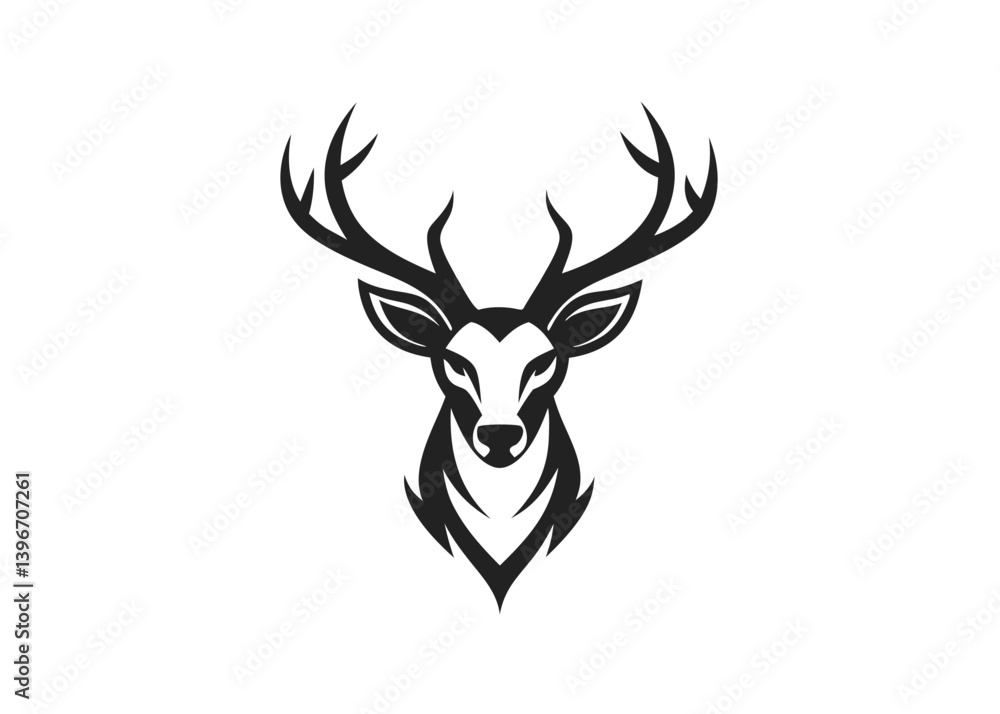 Naklejka premium Silhouette Headdeer head logo design. Vector illustration.