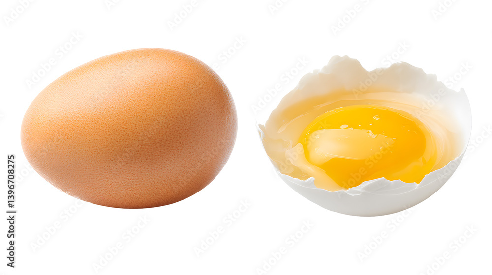 Nutritious egg composition showcasing whole and cracked eggs on transparent background Nutritious egg composition showcasing whole and cracked eggs on transparent background