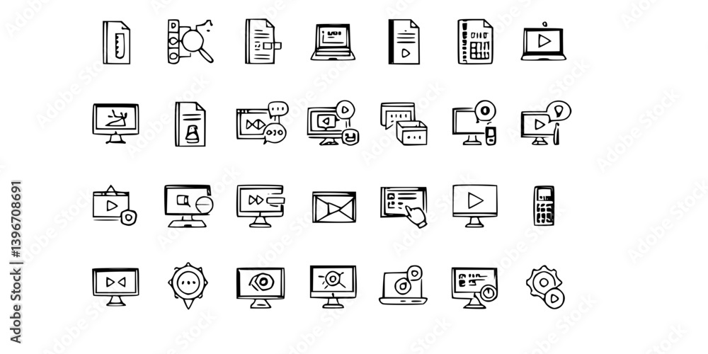 Set of computer icons in line style isolated on white background
Set of computer icons in line style isolated on white background