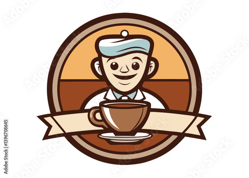 Hand drawn coffee Muscat logo. nature coffee line art vector design template