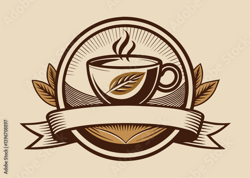 Hand drawn coffee Muscat logo. nature coffee line art vector design template