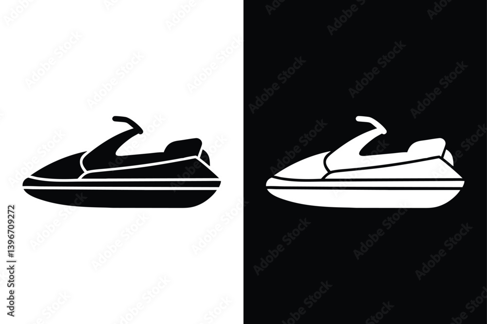 Naklejka premium Jet Ski Solid Icon. Monochrome Vector Design for Summer Themes