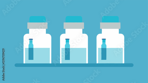 Exosome Bottles A clean minimalistic illustration of small vials labeled Exosomes indicating the product used in conjunction with microneedling.