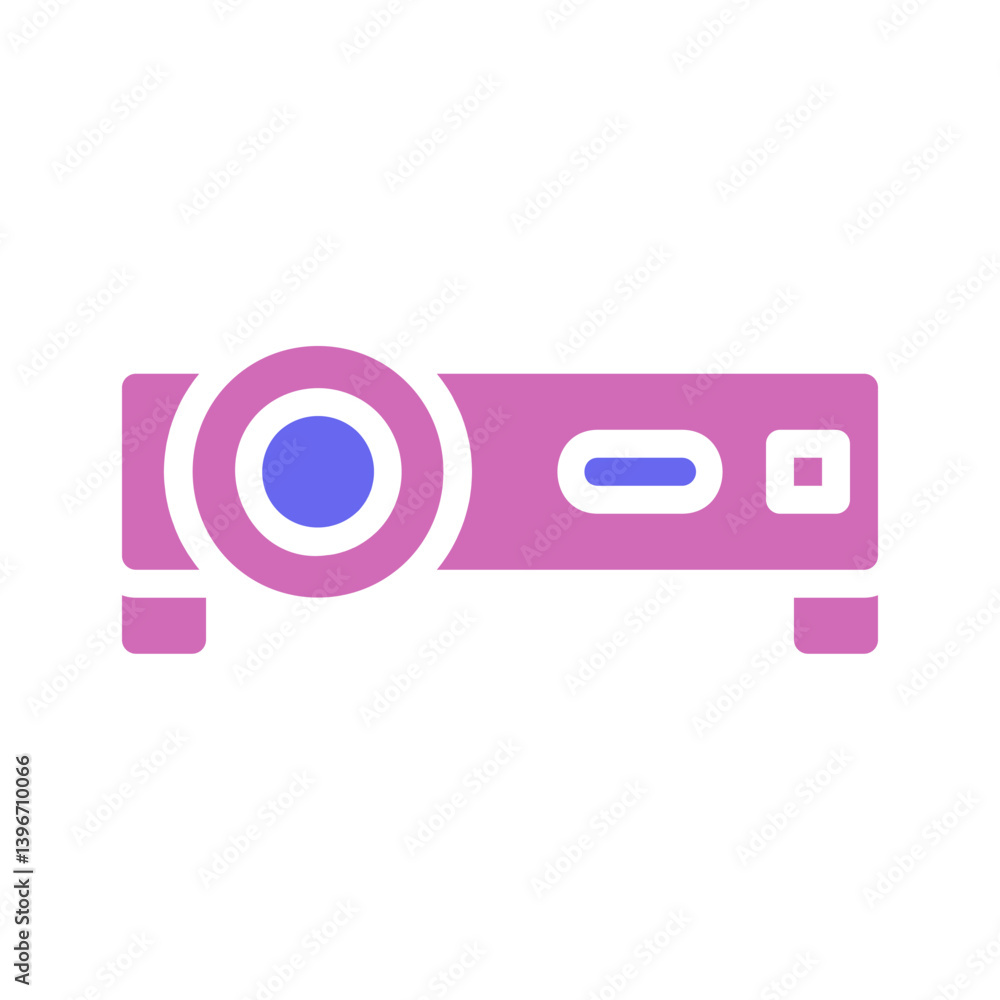 Stylized vector graphic projection device illustration with vibrant color scheme