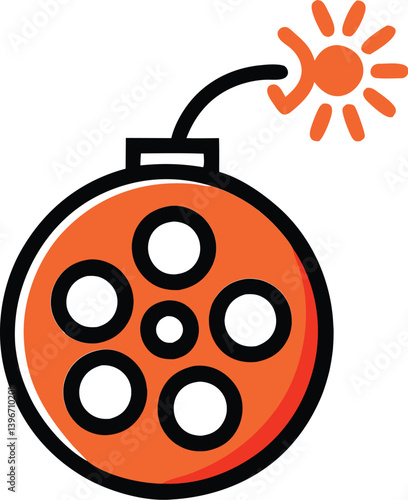 Film bomb logo design vector. Boom Track logo Bomb record movie vector transportation. white background
