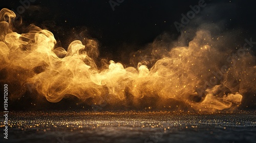 Gold smoke isolated on transparent background, perfect for creating dramatic effects.