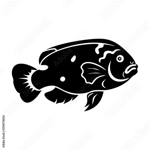 oscar fish icon, oscar fish silhouette vector illustration-simple silhouette illustration of oscar fish, perfect for oscar fish logos and icons