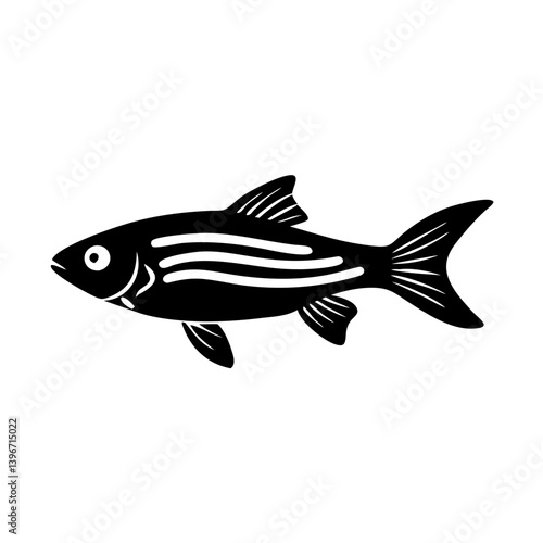 zebra danio fish icon, zebra danio fish silhouette vector illustration-simple silhouette illustration of zebra danio fish, perfect for zebra danio fish logos and icons