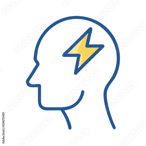 Head with Lightning Bolt Icon Design
