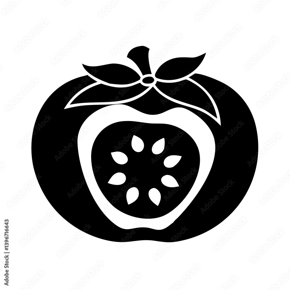 Obraz premium fuyu persimmon icon, fuyu persimmon silhouette vector illustration-simple silhouette illustration of fuyu persimmon, perfect for fuyu persimmon logos and icons