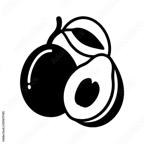 sapodilla fruit icon, sapodilla fruit silhouette vector illustration-simple silhouette illustration of sapodilla fruit, perfect for sapodilla fruit logos and icons