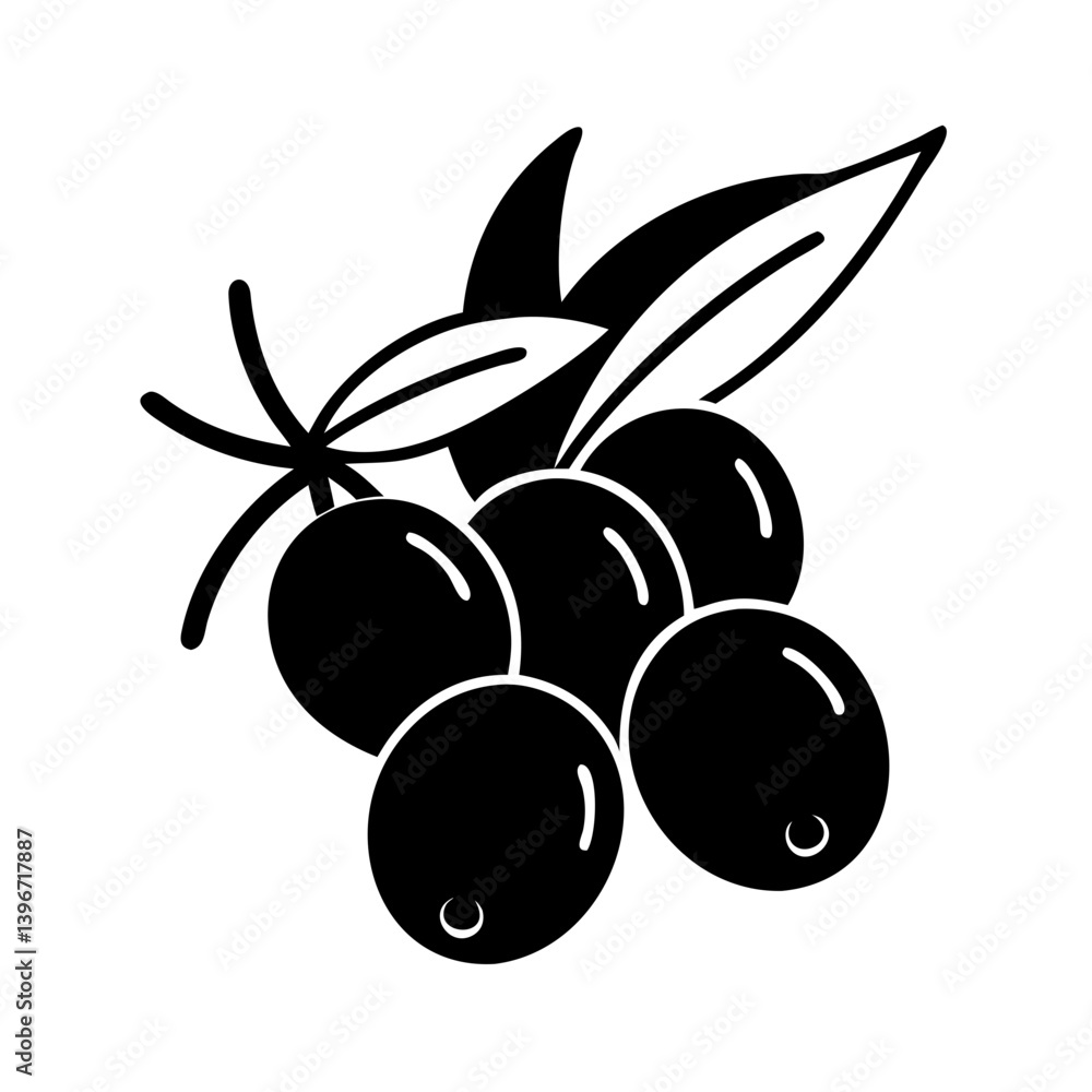 Obraz premium acai berry icon, acai berry silhouette vector illustration-simple silhouette illustration of acai berry, perfect for acai berry logos and icons