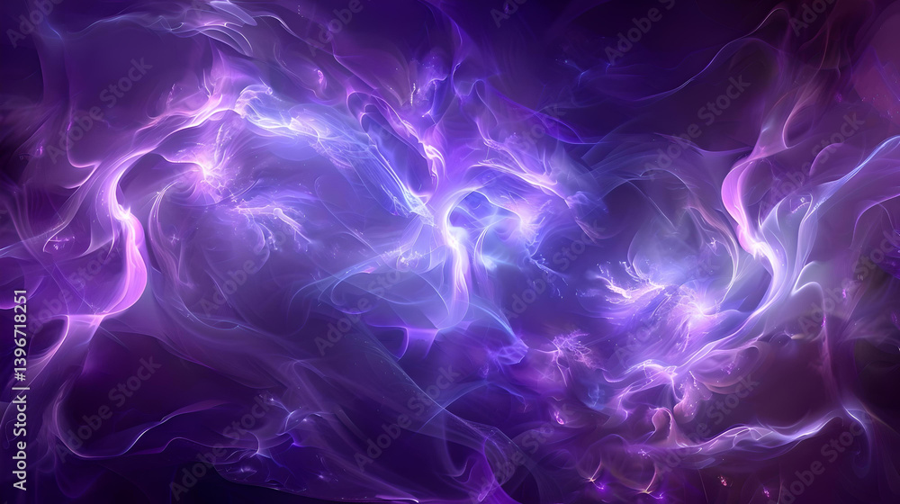 Fototapeta premium Vibrant cosmic dance of purple and blue swirls creating an ethereal atmosphere in a dreamlike landscape