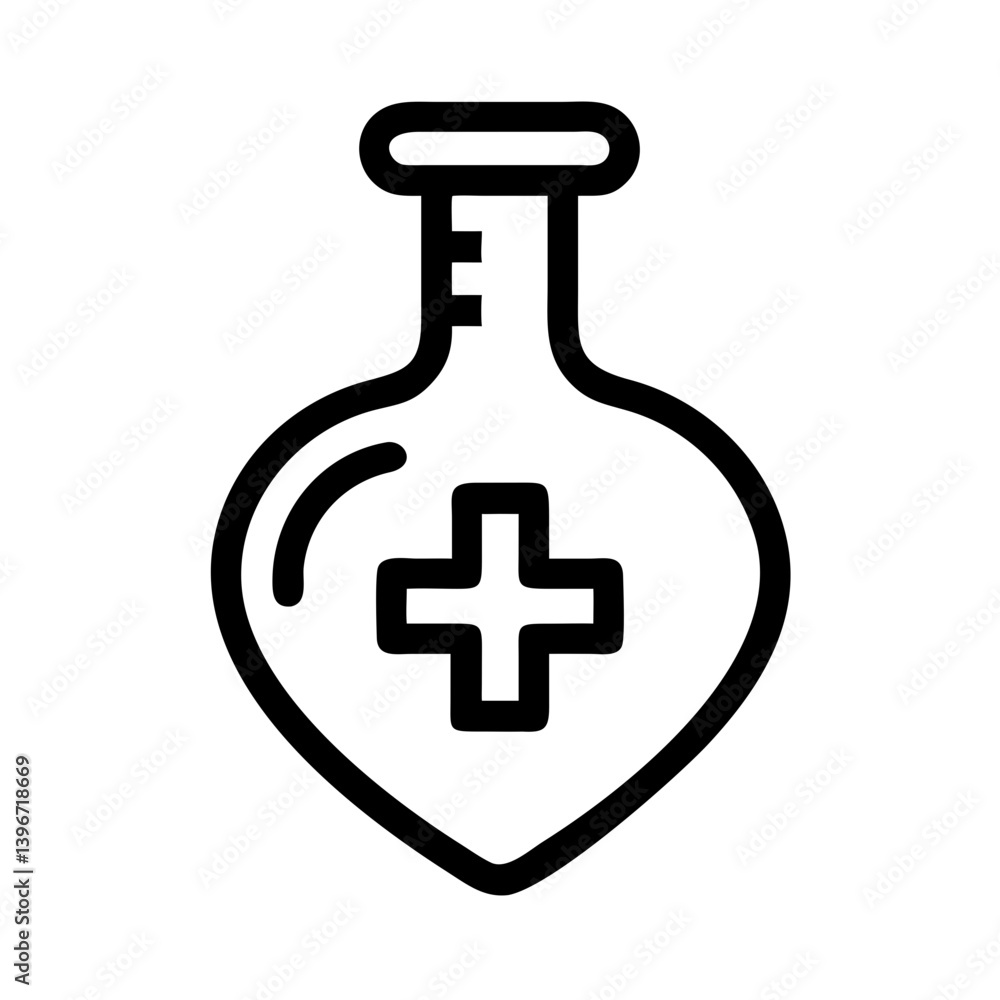 Fototapeta premium Heart in Flask with Cross Icon Design
