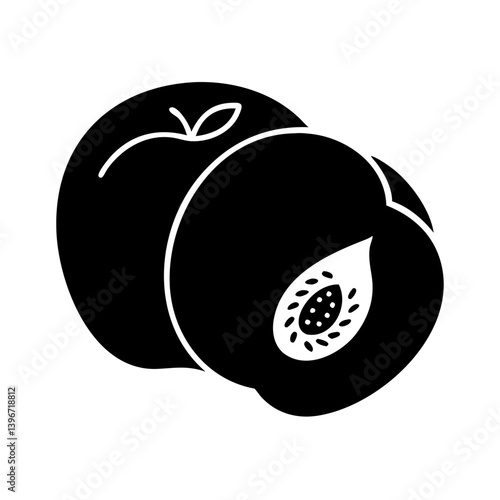 nectarine fruit icon, nectarine fruit silhouette vector illustration-simple silhouette illustration of nectarine fruit, perfect for nectarine fruit logos and icons