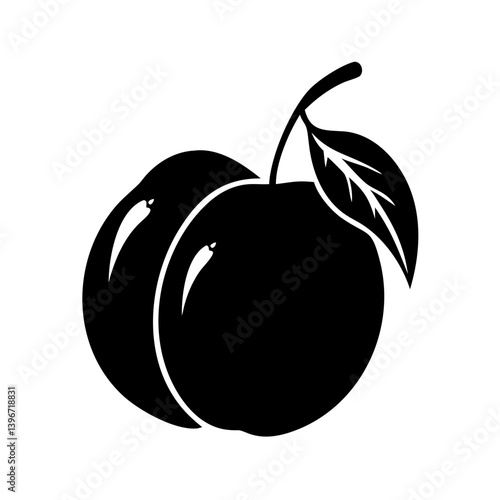 nectarine fruit icon, nectarine fruit silhouette vector illustration-simple silhouette illustration of nectarine fruit, perfect for nectarine fruit logos and icons