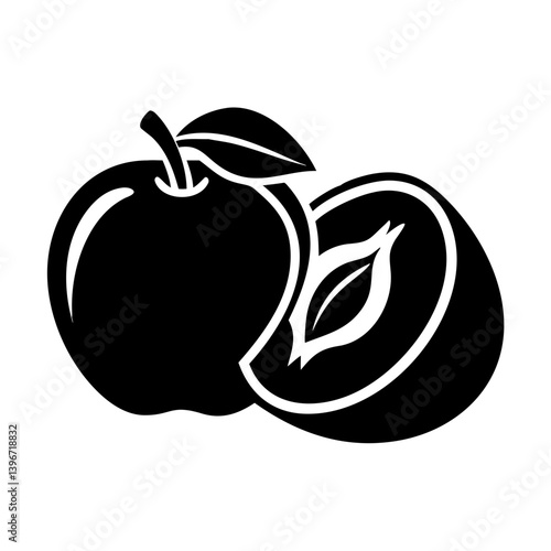 nectarine fruit icon, nectarine fruit silhouette vector illustration-simple silhouette illustration of nectarine fruit, perfect for nectarine fruit logos and icons