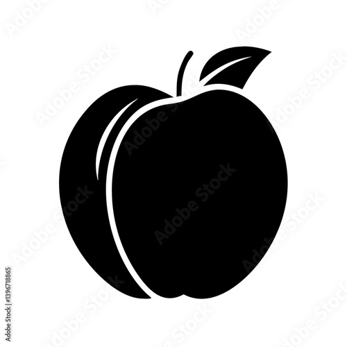 nectarine fruit icon, nectarine fruit silhouette vector illustration-simple silhouette illustration of nectarine fruit, perfect for nectarine fruit logos and icons