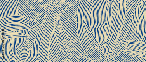 Crafted hand drawn brush line abstract dynamic wave and water pattern, Japanese, ethnic wood carving, weaving texture surface background, minimal graphic for textile, carpet, decoration