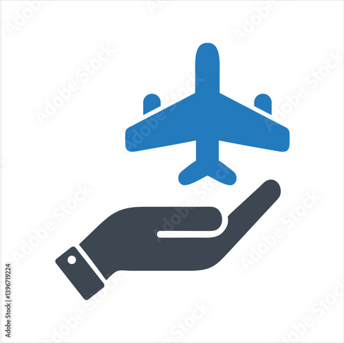 Airplane in hand icon
